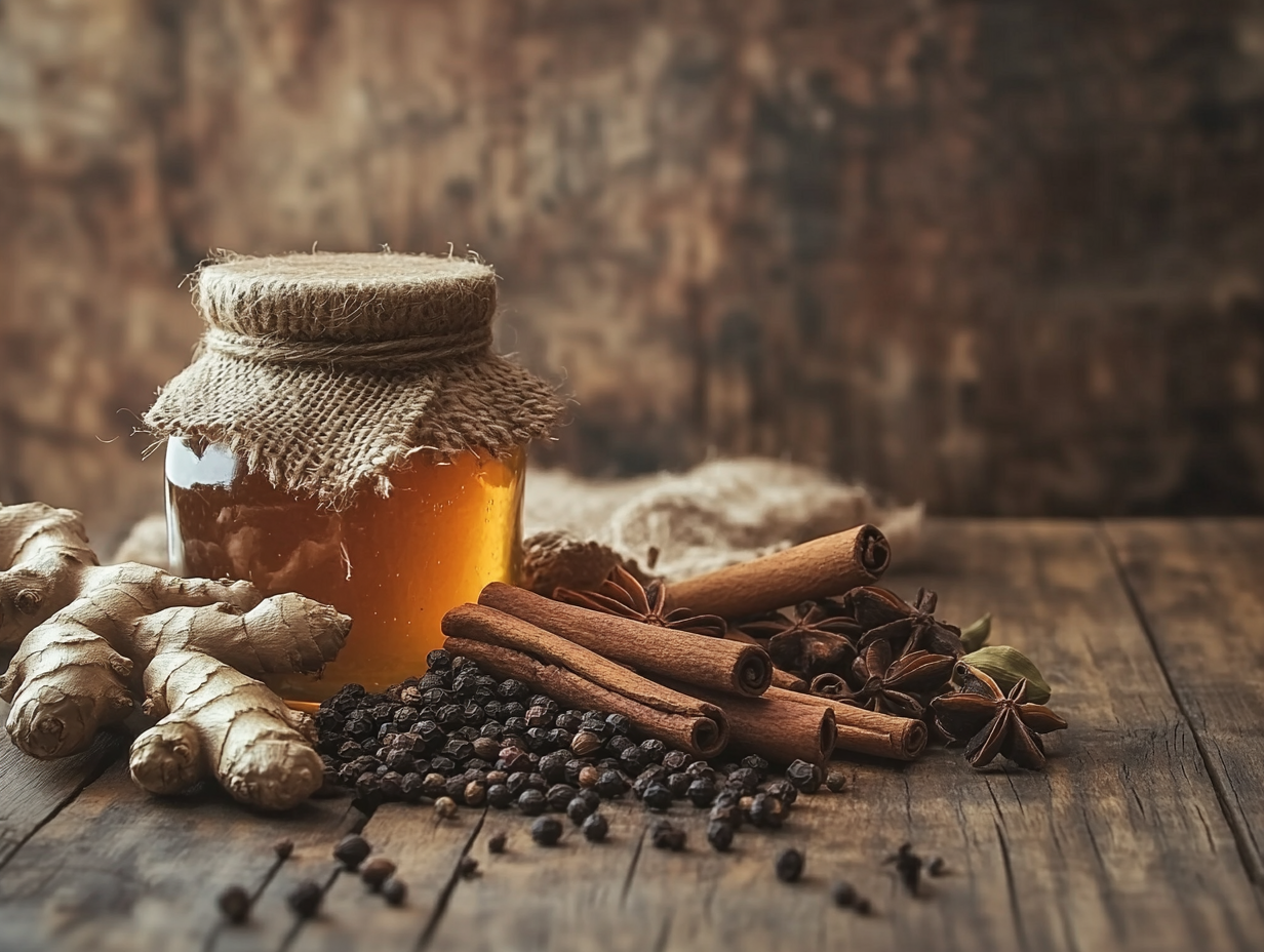 An authentic Indian kitchen scene with spices for Yogi Tea